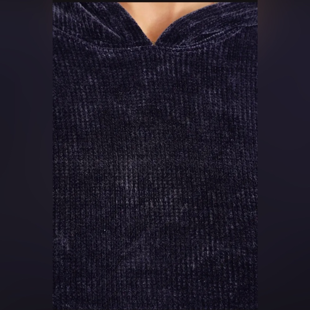 Lulu's Micha Navy Blue Chenille Knit Hooded Sweater Dress - Picture 7 of 8